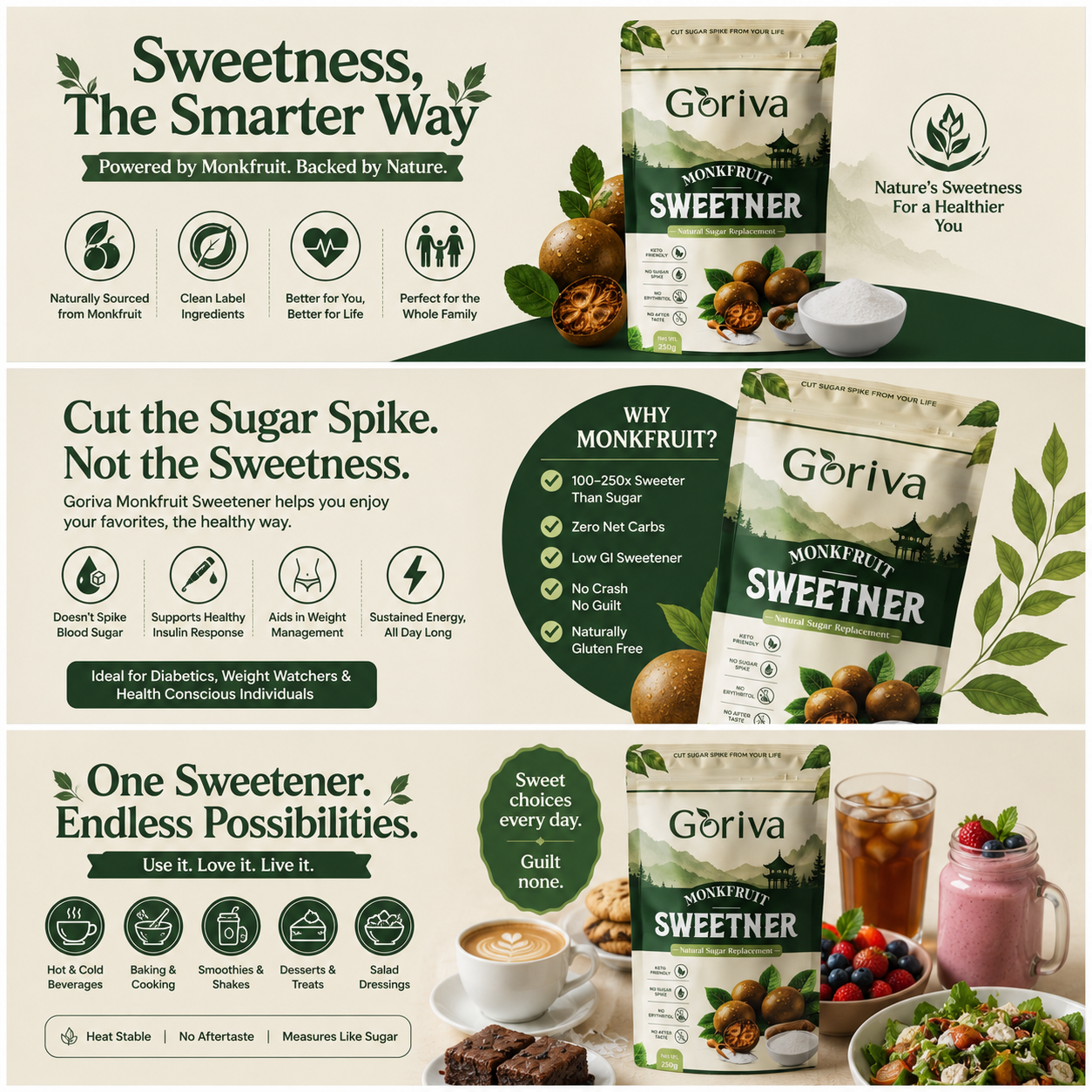 Goriva Monk Fruit Sweetener| Zero Sugar Spike | 100% Natural